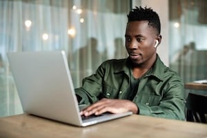 african american man using computer