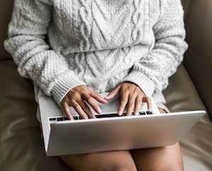 Woman working on a laptop