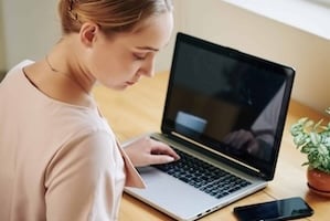 Young Woman Working Alone