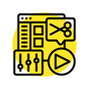 Video editing interface icon representing The Editor plan from The Breezy Company