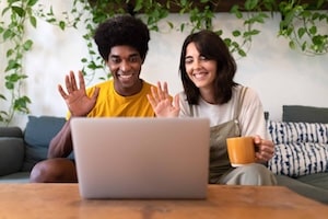 Coaching clients giving video testimonial and sharing success story