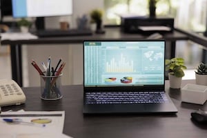 Website analytics dashboard showing SEO metrics and performance charts