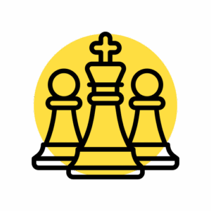 Icon of a king and pawns representing collaborative strategic planning sessions