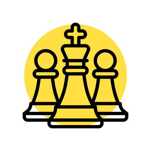 Icon of a king and pawns representing collaborative strategic planning sessions