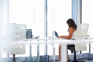 woman-working-alone-in-an-office