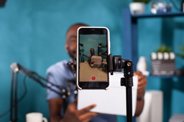 Smartphone filming content creator for branded video