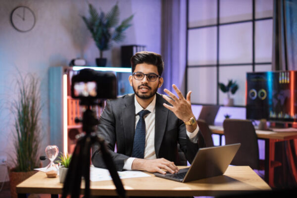 Marketer explaining content creation strategies on video