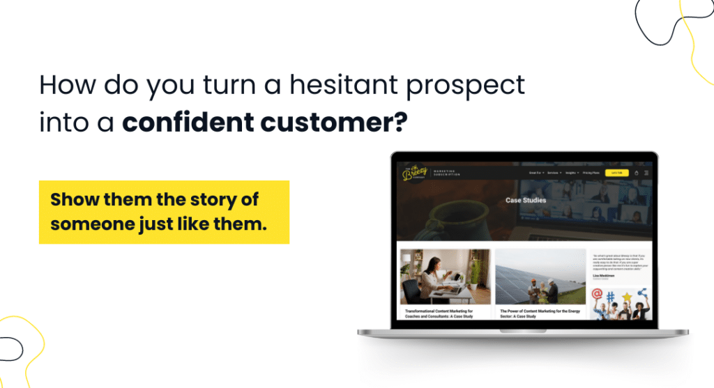 Breezy website case study section showing social proof examples
