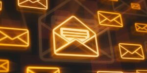 digital orange neon email symbols