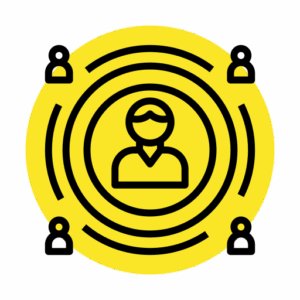 Icon of a central figure surrounded by ripple-like circles representing influence, symbolizing The Authority Plan from The Breezy Company