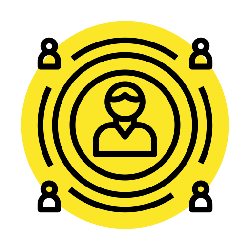Icon of a central figure surrounded by ripple-like circles representing influence, symbolizing The Authority Plan from The Breezy Company