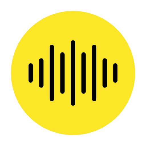 Yellow circular icon with black soundwave lines, symbolizing brand voice and multimedia content strategy