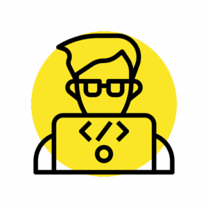 Illustration of a webmaster coding on a laptop, representing The Webmaster service from The Breezy Company