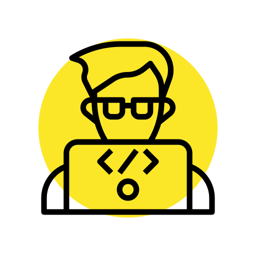 Illustration of a webmaster coding on a laptop, representing The Webmaster service from The Breezy Company