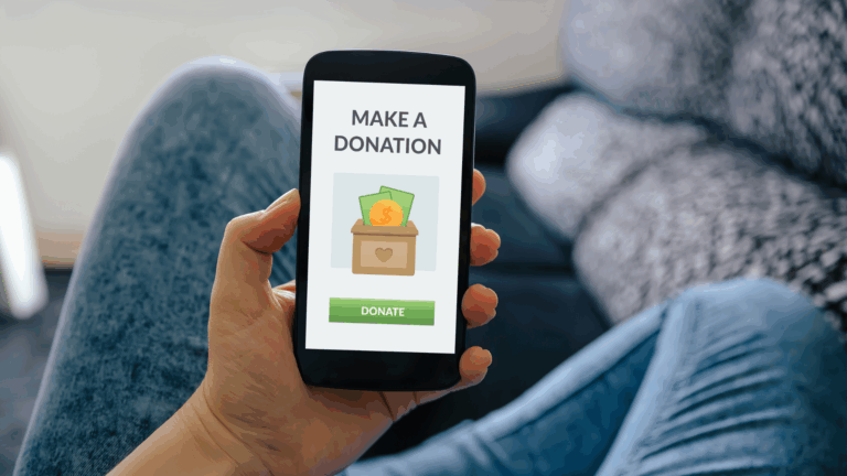 Donor viewing a “Make a Donation” button on a nonprofit fundraising website.