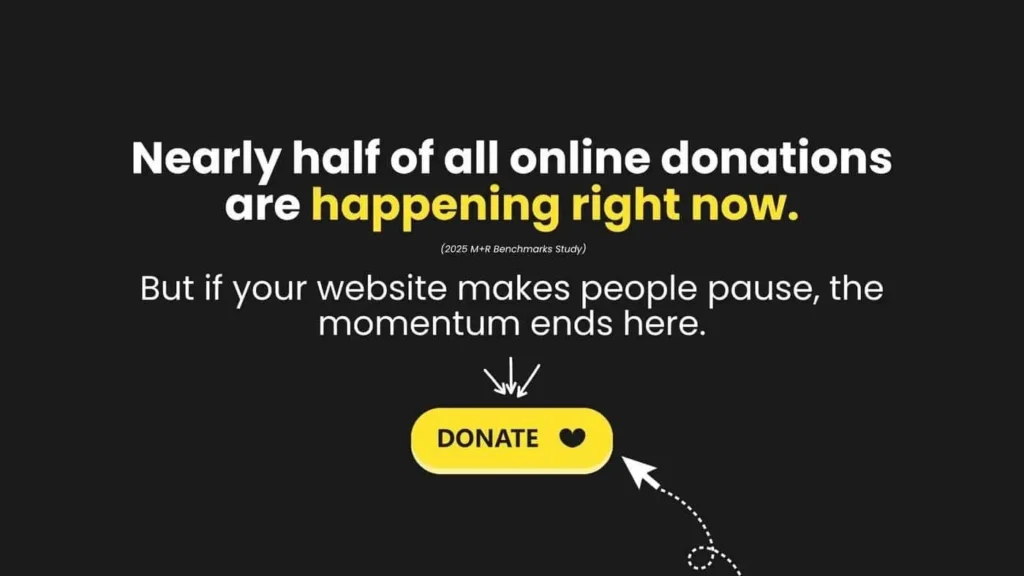 Statistic graphic showing that nearly half of all online donations happen during year-end giving