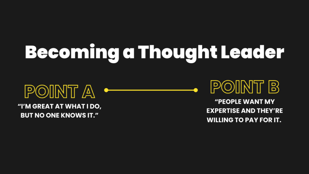 Graphic showing Point A and Point B of becoming a thought leader