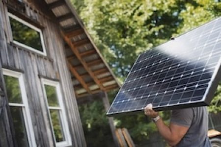 Man Carrying Solar Panel