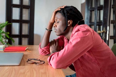 man tired from cognitive overload on website